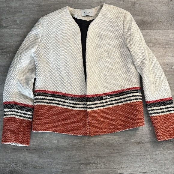 SANDRO Tweed Blazer Pattern Vamina Jacket  EU 38 (US Women's Size 4-6) Medium - Picture 4 of 9